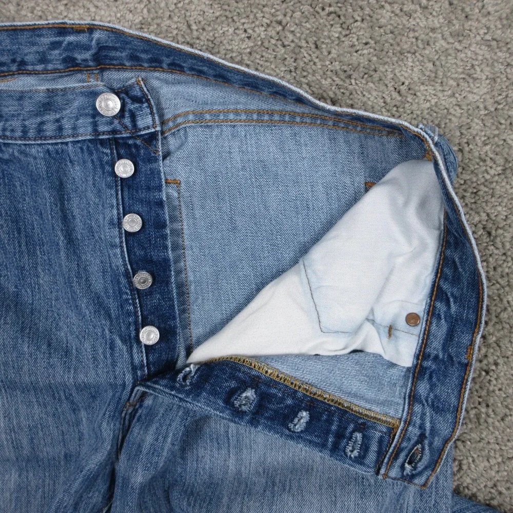 Levis Jeans Mens 36x29 Blue 501 Button‎ Fly Original Straight Faded Denim Pants